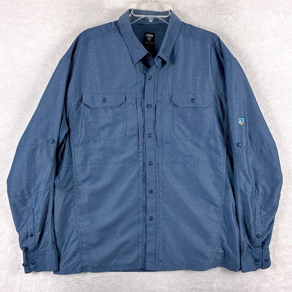 Kuhl Shirt Mens XXL Blue Airspeed Nylon Stretch Preppy Hiking Camping Outdoors